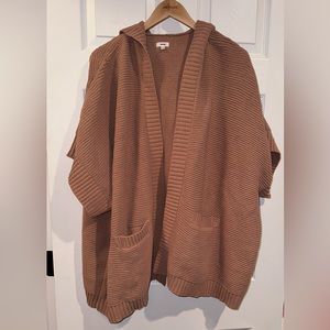 Hooded sweater poncho